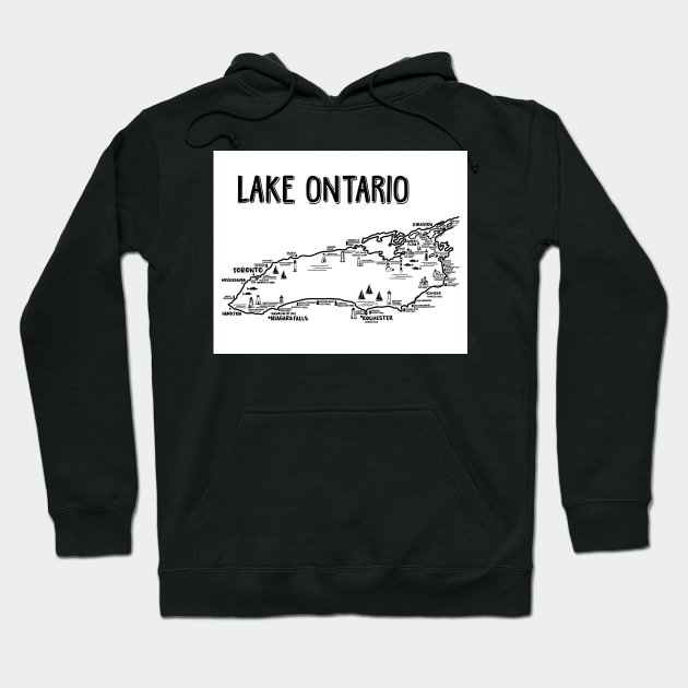 Lake Ontario Map Hoodie by fiberandgloss